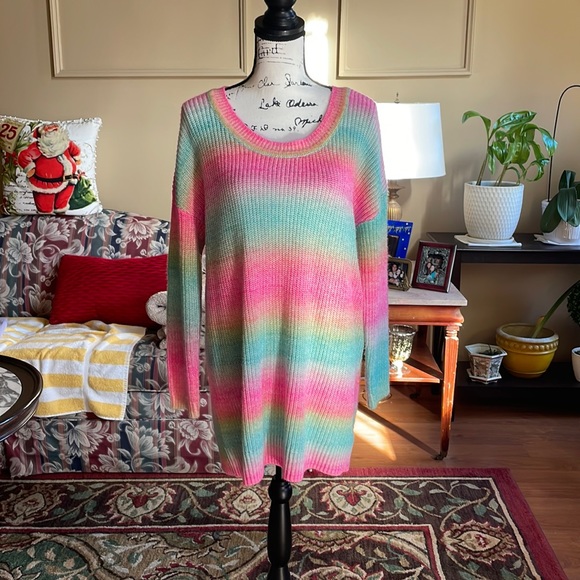 torrid Sweaters - Torrid Pullover Ombre Rainbow Dyed Knit Sweater/Tunic 0X